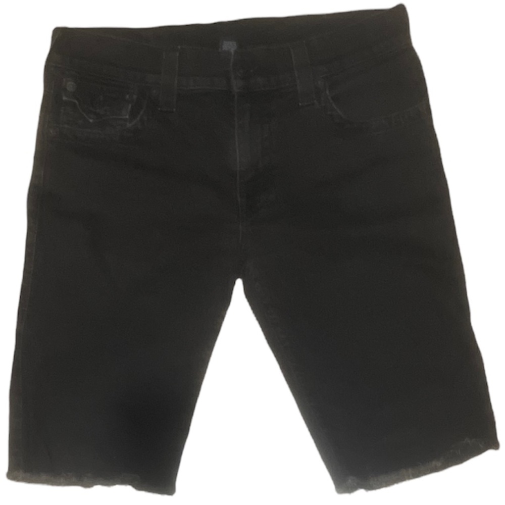 Black True Religion denim cut off shorts